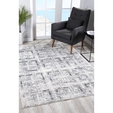 HOMEROOTS 7 x 10 ft. Gray & Ivory Abstract Distressed Area Rug 393233
